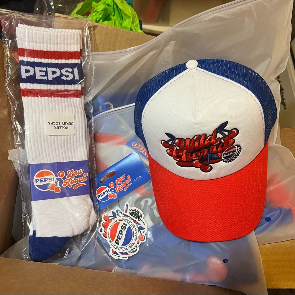 Pepsi x Law Roach LIMITED EDITION 5-pc set, Track Pants, Baby Tee, Size Large